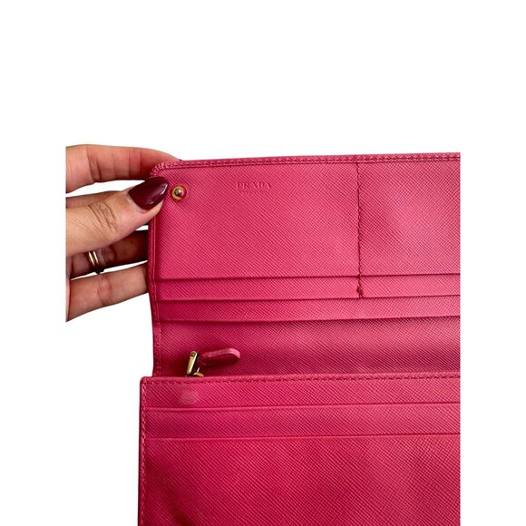 PRADA Pink Geranio Saffiano Leather Clutch Long Wallet - Picture 4 of 8